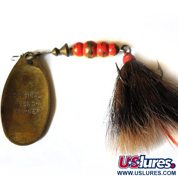 Vintage   Mepps 5 Dressed, 1/2oz White / Red / Brass spinning lure #0222