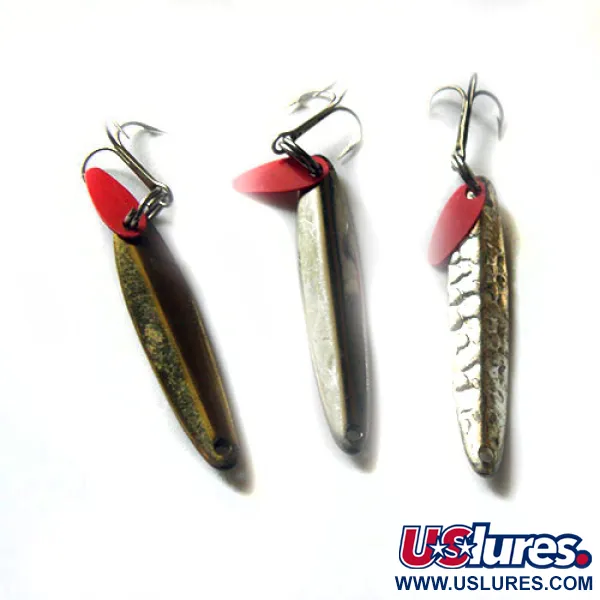 Vintage   Bay de Noc Swedish pimple, 3/16oz Nickel, Brass, Red fishing spoon #0228