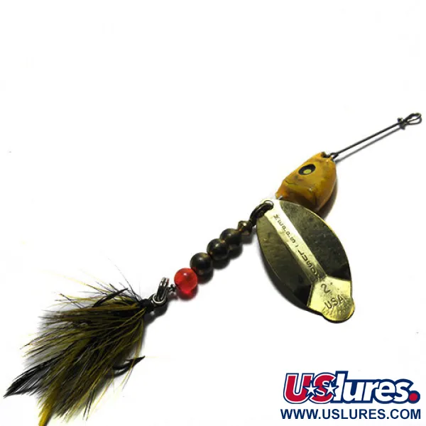 Vintage   Mepps Lusox 2, 3/5oz Yellow spinning lure #0249