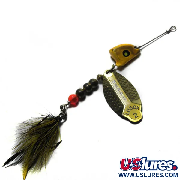 Vintage   Mepps Lusox 2, 3/5oz Yellow spinning lure #0249