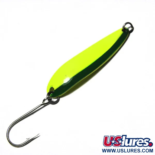 Vintage  Luhr Jensen Krocodile Die #4, 1/2oz Yellow / Green fishing spoon #0263