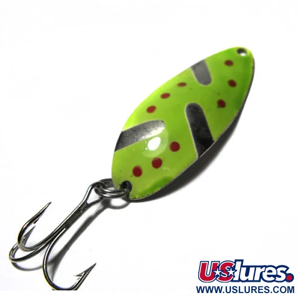 Vintage  Seneca Little Cleo (Hula Girl) , 1/2oz Green / Nickel / Red fishing spoon #0266