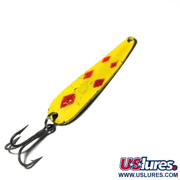 Vintage  Eppinger Dardevle Seadevle Imp, 1oz Yellow / Red Five of Diamonds fishing spoon #0269