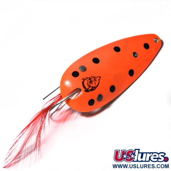 Vintage  Eppinger Dardevle Dardevlet Feathered Weedless, 3/4oz Bright Orange / Black fishing spoon #0276