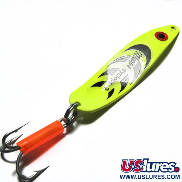 Vintage   Mepps syclops 2, 3/5oz Chartreuse fishing spoon #0302