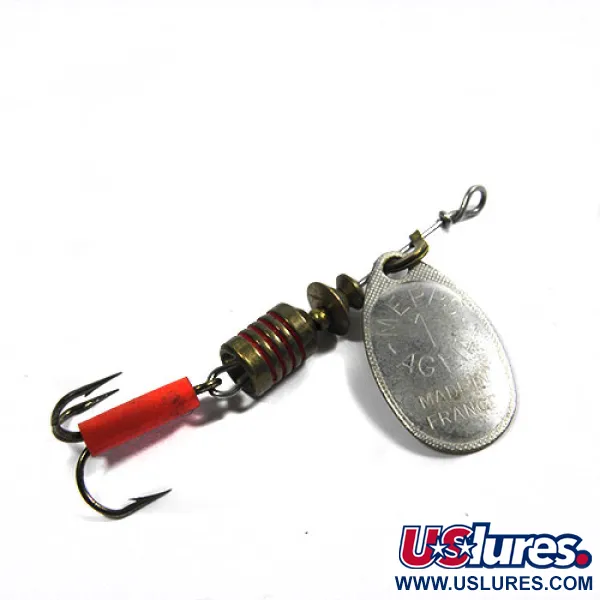 Vintage   Mepps Aglia 1, 1/8oz Silver spinning lure #0320
