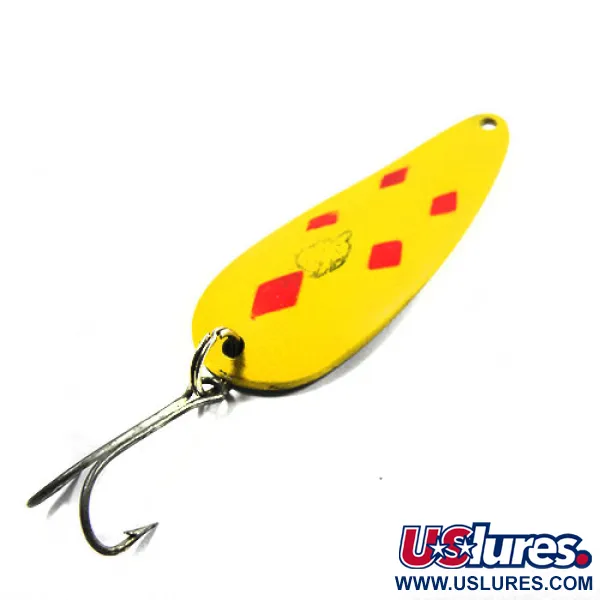 Vintage  Eppinger Dardevle Imp, 2/5oz Yellow / Red Five of Diamonds  fishing spoon #0330
