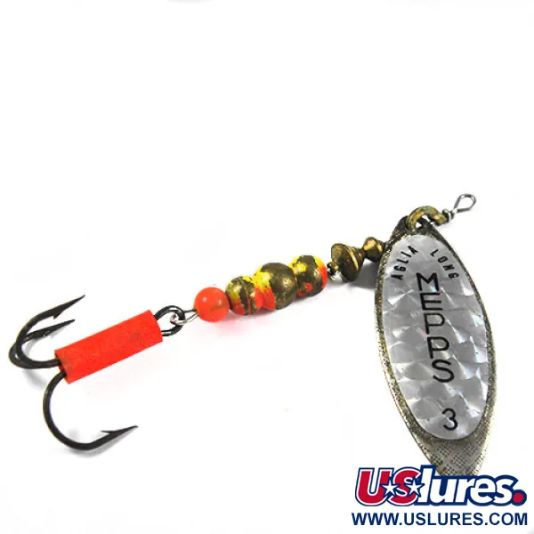 Vintage   Mepps Aglia Long 3 Rainbo, 2/5oz Silver / Hologram spinning lure #0346
