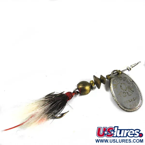 Vintage   Mepps Aglia 0 dressed (with tail), 3/32oz Silver spinning lure #0347
