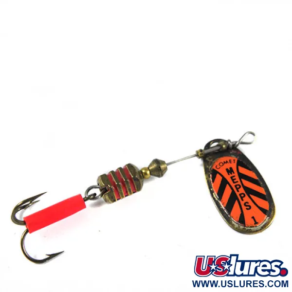 Vintage   Mepps Comet 1, 1/8oz Silver / Black / Orange spinning lure #0348