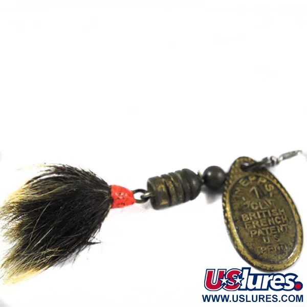 Vintage   Mepps Aglia 1dressed (with tail), 1/8oz Brass spinning lure #0353