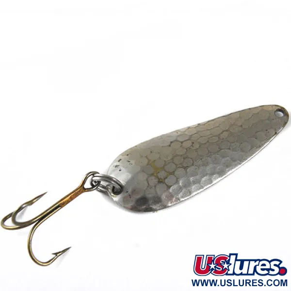 Vintage   Flash Bait Nebco, 2/5oz Hammered Nickel fishing spoon #0358