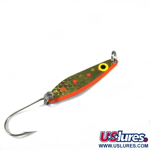 Vintage  Luhr Jensen Needlefish 2, 3/32oz Gold / Orange / Yellow fishing spoon #0383