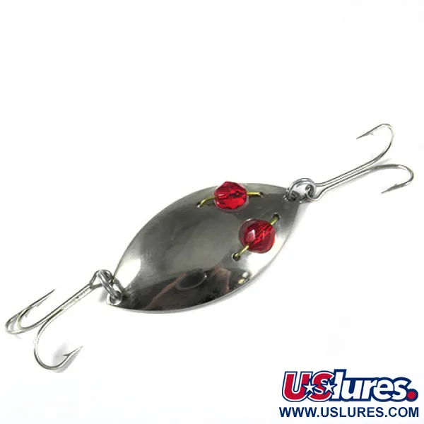 Vintage  Hofschneider Red Eye junior, 1/2oz Nickel / Red Eyes fishing spoon #0384