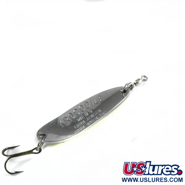 Vintage  Luhr Jensen Krocodile Die #3, 1/2oz Yellow / Green / Black fishing spoon #0401