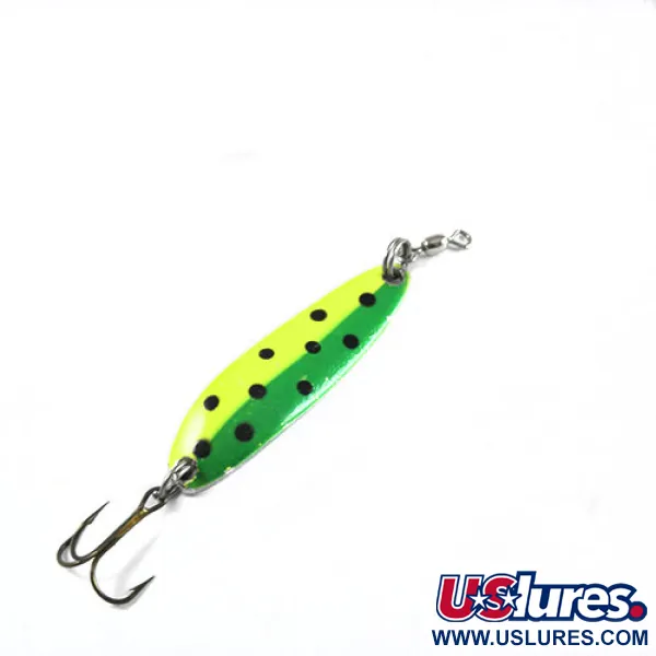 Vintage  Luhr Jensen Krocodile Die #3, 1/2oz Yellow / Green / Black fishing spoon #0401