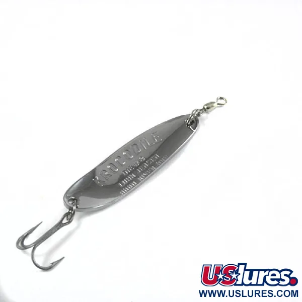 Vintage  Luhr Jensen Krocodile Die #3, 1/2oz Nickel / Green Hologram fishing spoon #0402
