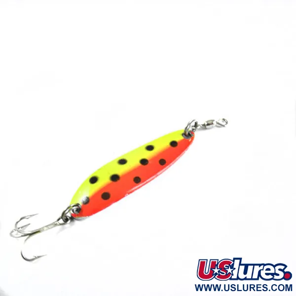 Vintage  Luhr Jensen Krocodile Die #3, 1/3oz Yellow / Red / Black fishing spoon #0403