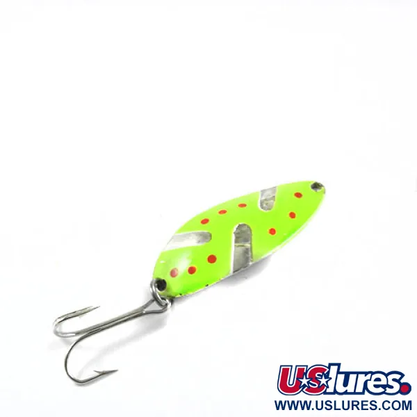 Vintage  Seneca Little Cleo (Hula Girl), 1/2oz Green / Red / Nickel fishing spoon #0405
