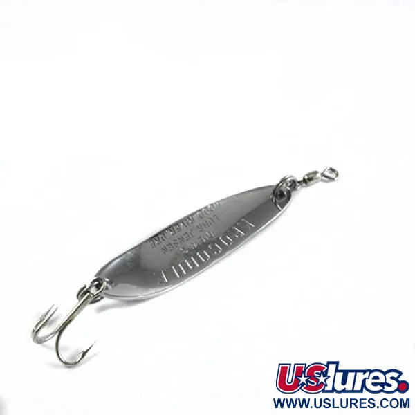 Vintage  Luhr Jensen Krocodile Die #3, 1/3oz Nickel / Blue fishing spoon #0408