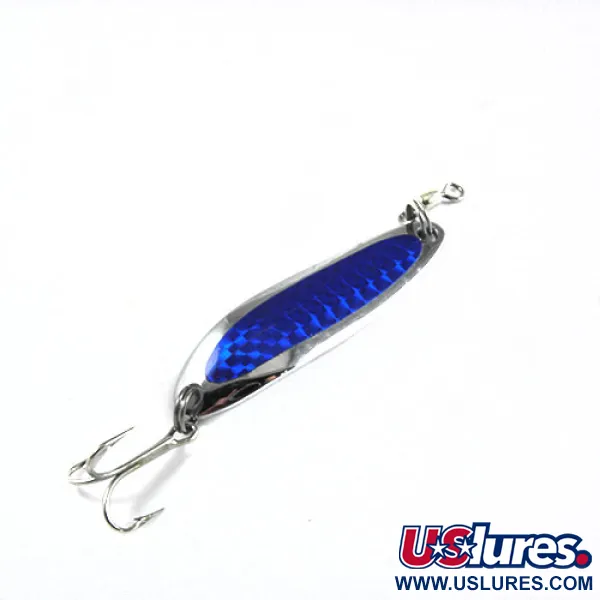 Vintage  Luhr Jensen Krocodile Die #3, 1/3oz Nickel / Blue fishing spoon #0408