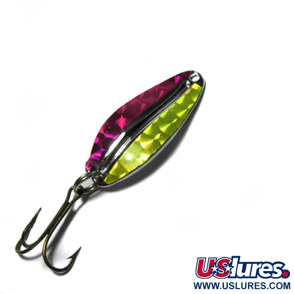 Vintage  TODDCO Main liner , 1/4oz Nickel / Dark Red Hologram / Fluorescent Yellow Hologram fishing spoon #0414