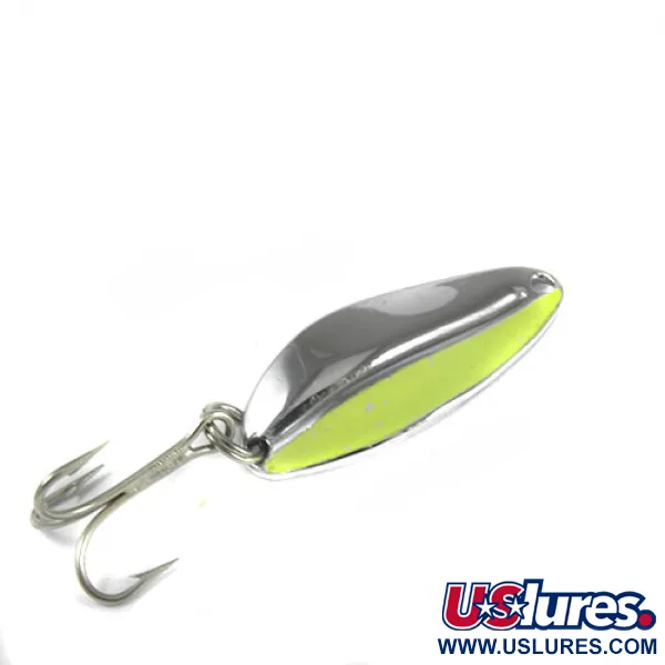 Vintage  TODDCO  Main liner, 1/4oz Nickel / Fluorescent Green fishing spoon #0430