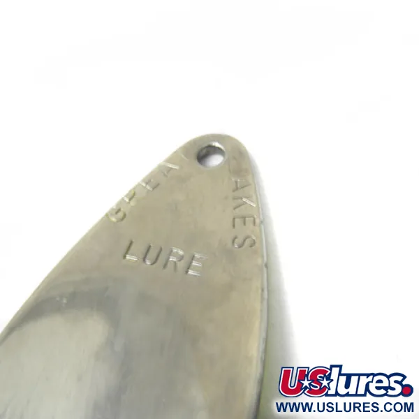 Vintage  Great Lakes Lures Great Lakes, 2/5oz Nickel / Green fishing spoon #0435