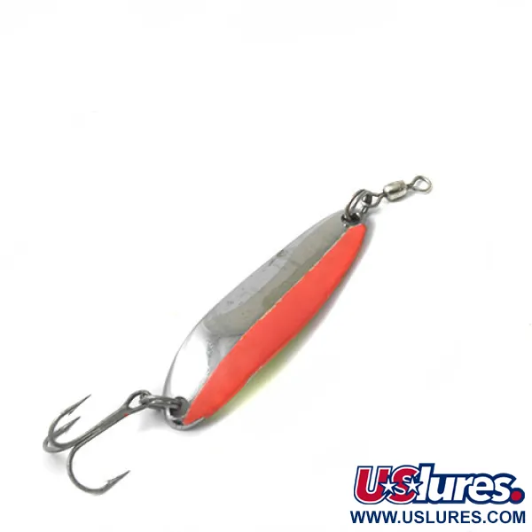 Vintage  Luhr Jensen Krocodile Die #3, 1/3oz Nickel / Pink fishing spoon #0436