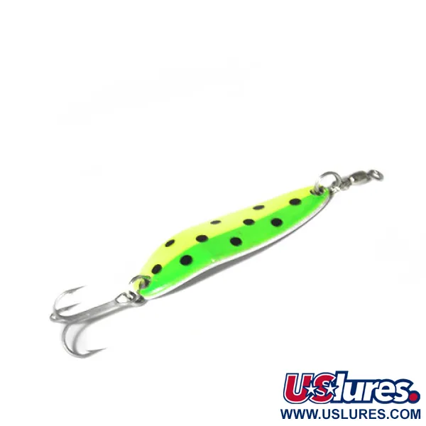 Vintage  Luhr Jensen Krocodile Die #3, 1/3oz Yellow / Green / Black fishing spoon #0485