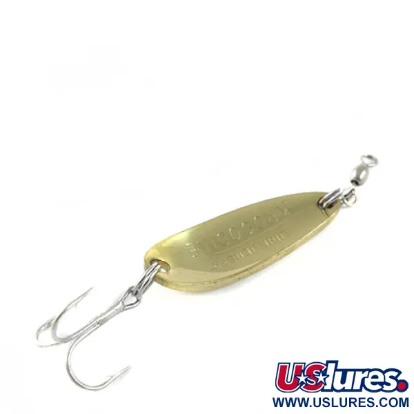 Vintage  Luhr Jensen Krocodile, 1/3oz Gold / Orange / Green fishing spoon #0493