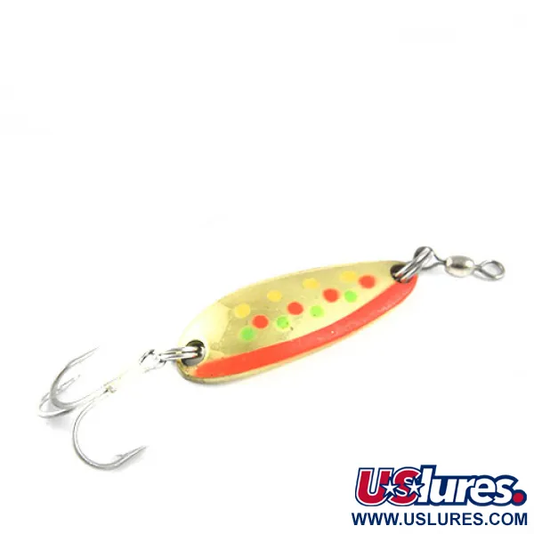 Vintage  Luhr Jensen Krocodile, 1/3oz Gold / Orange / Green fishing spoon #0493