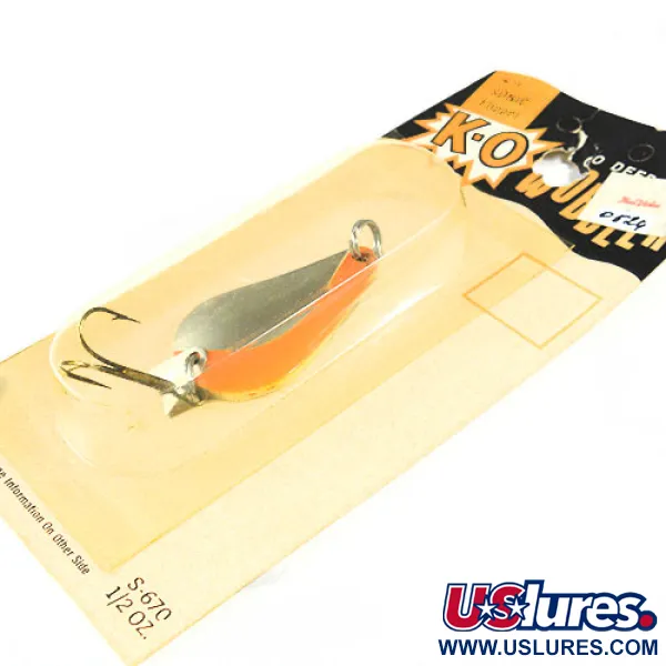  Acme K.O. Wobbler, 1/2oz Nickel / Orange fishing spoon #0524