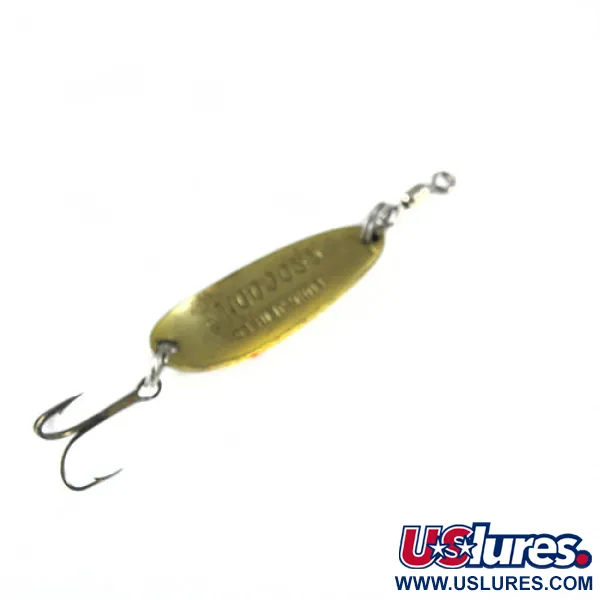 Vintage  Luhr Jensen Krocodile, 1/3oz Brass / Red fishing spoon #0527