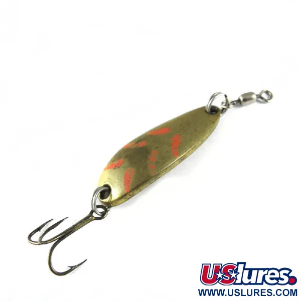 Vintage  Luhr Jensen Krocodile, 1/3oz Brass / Red fishing spoon #0527