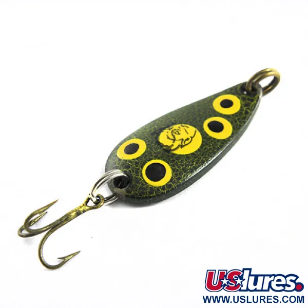 Vintage  Eppinger Dardevle Midget, 3/16oz Frog (Green / Yellow) fishing spoon #0616