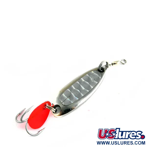 Vintage  Luhr Jensen Krocodile , 1/4oz Nickel / Hologram Scale fishing spoon #0649