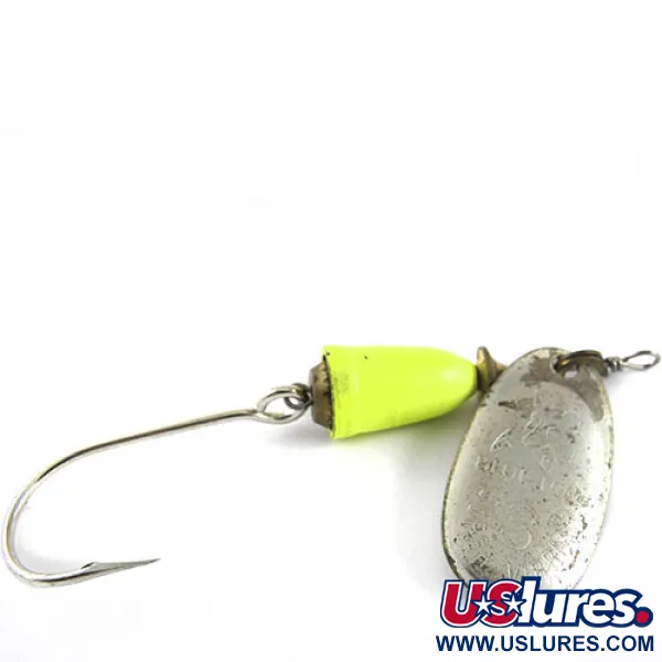 Vintage   Blue Fox Super Vibrax 3, 1/3oz Silver / Fluorescent Green spinning lure #0660