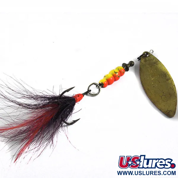 Vintage   Mepps Aglia Long 4 Dressed, 3/5oz Golden / Orange spinning lure #0667