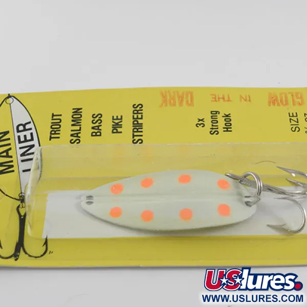  TODDCO Main liner Glow , 2/5oz Glow (Glow in Dark) fishing spoon #0675