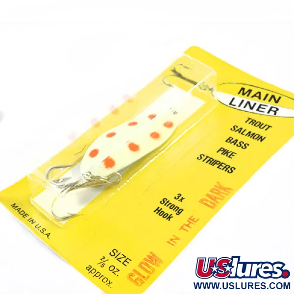  TODDCO Main liner Glow , 2/5oz Glow (Glow in Dark) fishing spoon #0675