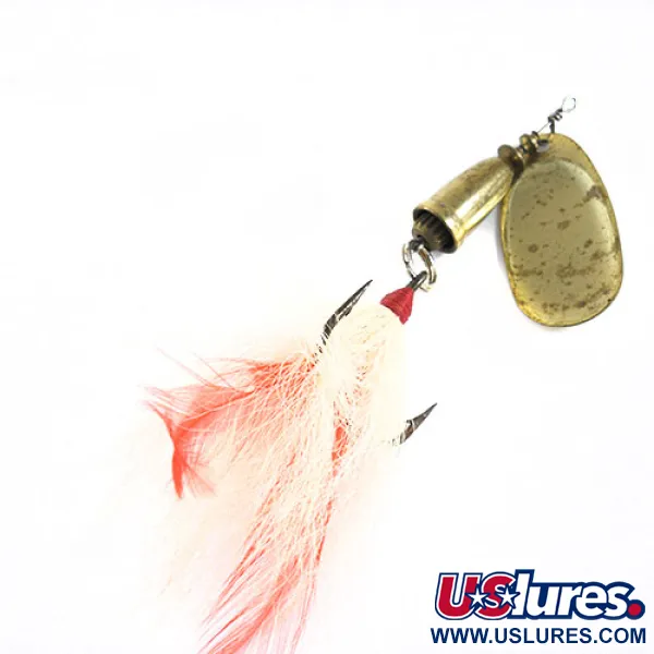 Vintage   Blue Fox Super Vibrax 5 Foxtail, 1/2oz Gold spinning lure #0679