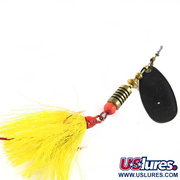 Vintage   Mepps Black Fury 3 Dressed, 1/4oz Black / Yellow spinning lure #0698
