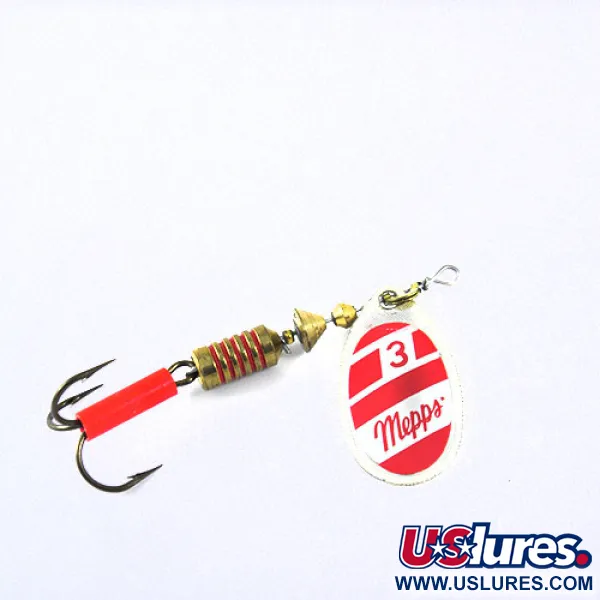 Vintage   Mepps 3, 1/4oz White / Red spinning lure #0715