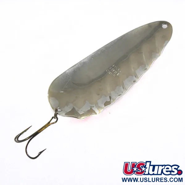 Vintage   Lucky Strike 4.5 Nickel Half Wave, 1 1/3oz Nickel / Red / White fishing spoon #0734