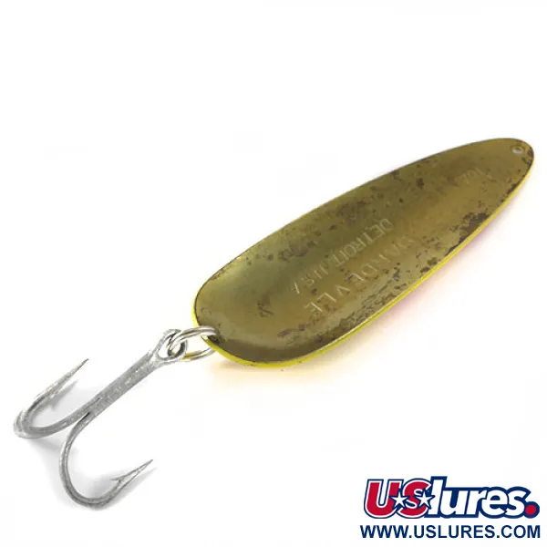 Vintage  Eppinger Dardevle, 1oz Yellow / Red Five of Diamonds fishing spoon #0758
