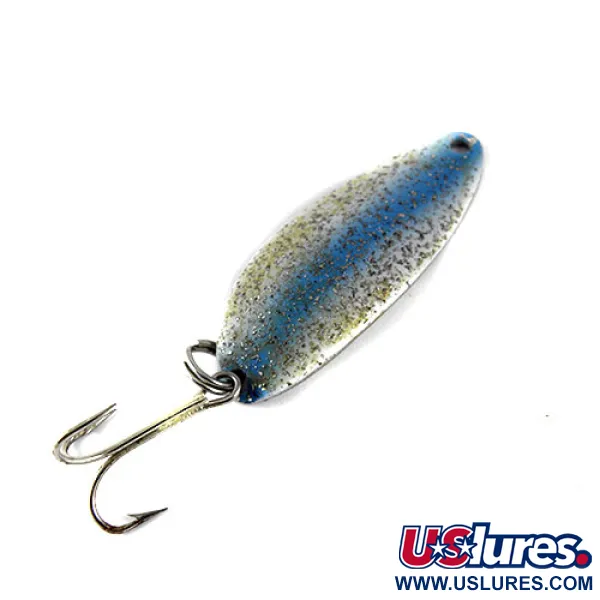 Vintage  Seneca Little Cleo (Hula Girl), 1/3oz White / Blue / Glitter fishing spoon #0767