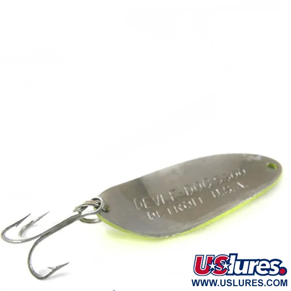 Vintage  Eppinger Dardevle Devle Dog 5300, 1/3oz Fluorescent Yellow / Red fishing spoon #0777