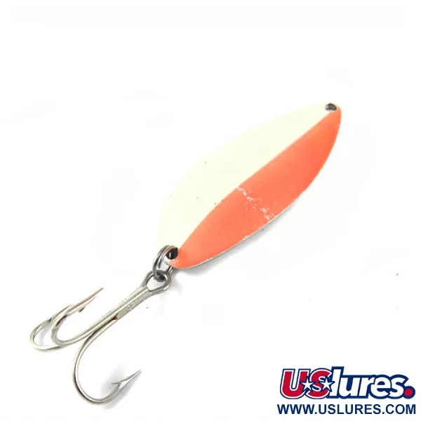 Vintage  Seneca Little Cleo (Hula Girl) Glow, 3/4oz Glow Orange / White fishing spoon #0779