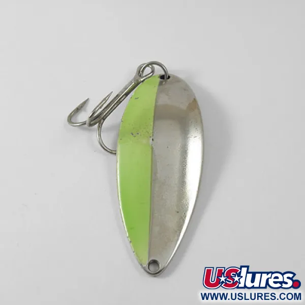 Vintage  Seneca Little Cleo (Hula Girl), 3/4oz Nickel / Bright Green fishing spoon #0782